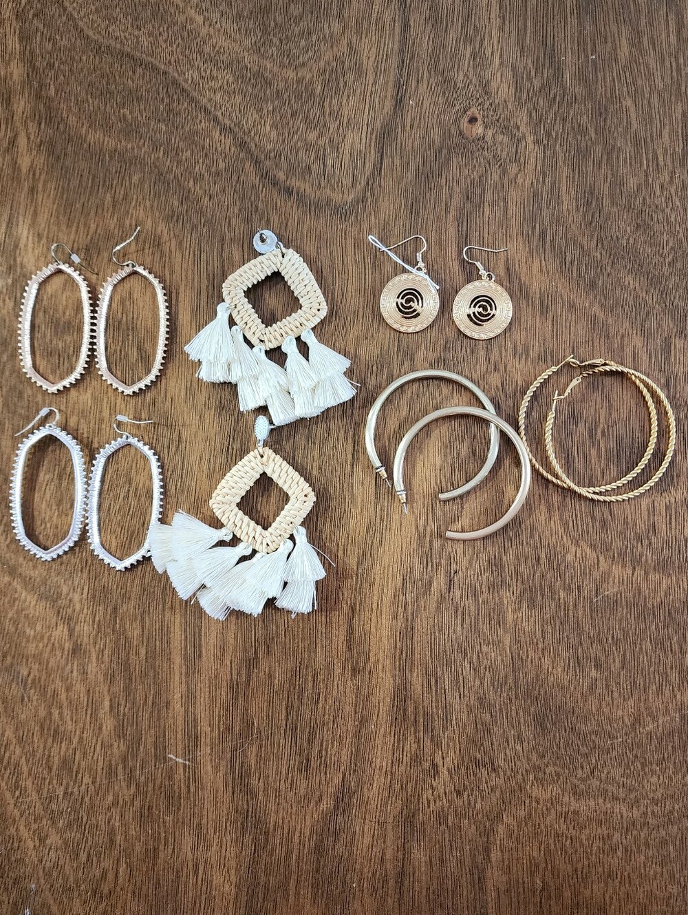 Lot 6 Pair Of Earrings Hoops Boho Woven